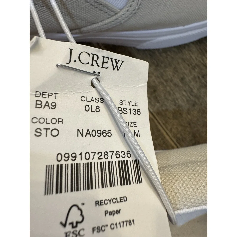 J Crew Slip On Shoes Mens Tan‎ Canvas White Sole Casual Skate Sneakers Size 11